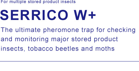 For multiple stored product insects SERRICO W+ The ultimate pheromone trap for checking and monitoring major stored product insects, tobacco beetles and moths