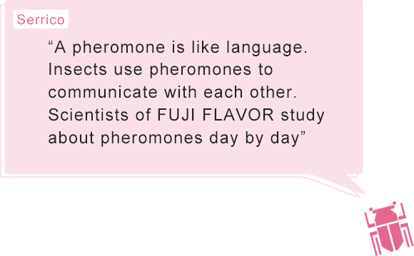 Serrico: “A pheromone is like language. Insects use pheromones to communicate with each other. Scientists of FUJI FLAVOR study about pheromones day by day”